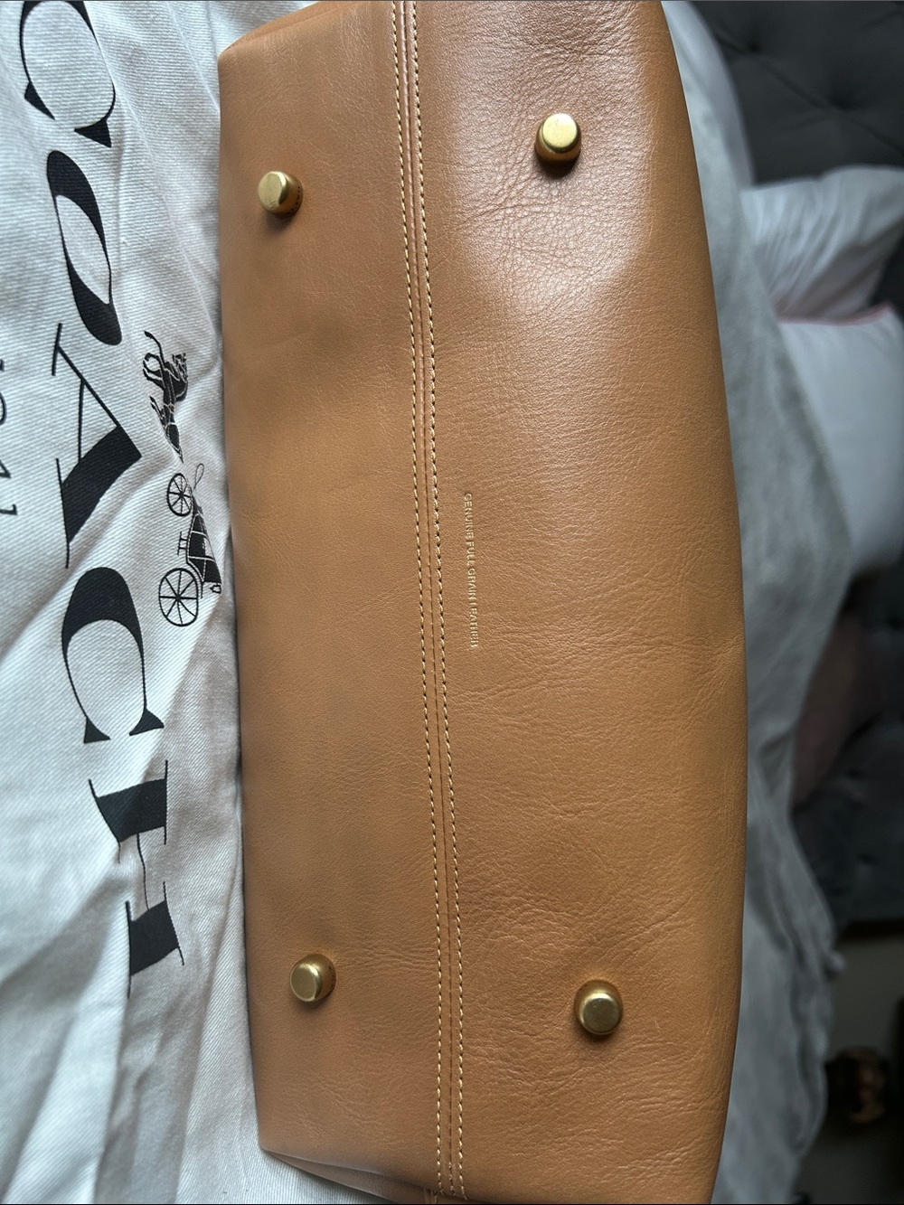 Coach Cognac Leather Satchel with Gold Hardware - Picture 4 of 8
